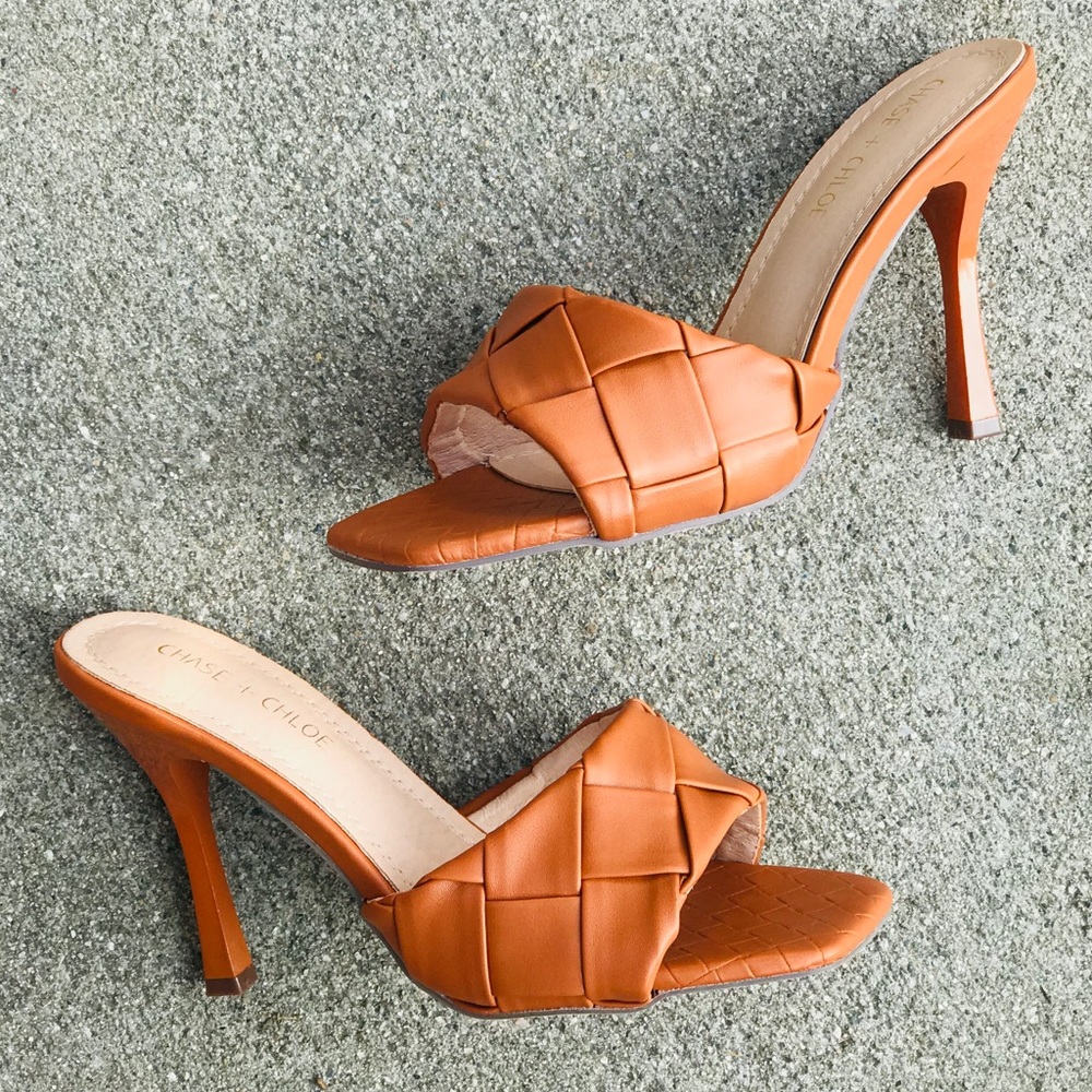 Woven Square Toe Mule Tan Size 10